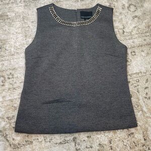 Cynthia Rowley Preppy Sleeveless‎ Grey Embellished Top XS